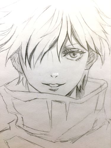 咒术回战,五条悟线稿手绘_咒术回战_五条悟_线稿_手绘