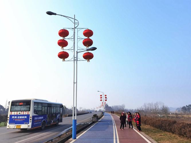 花源路路灯杆灯笼悬挂已完成(葛仙山镇)