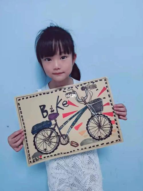 创意美术画 自行车线描画_自行车_创意画_儿童画_铅笔