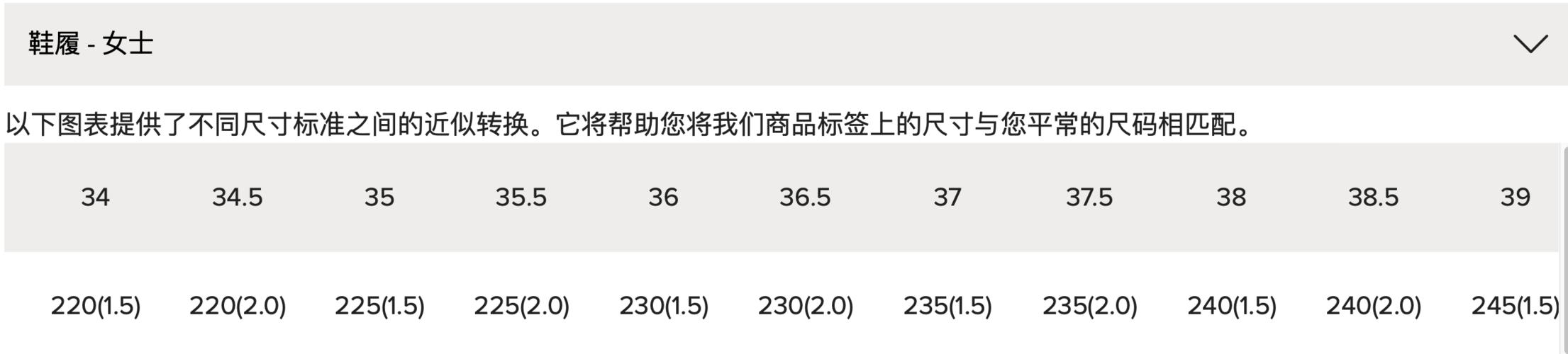 fendi 芬迪其它尺码表