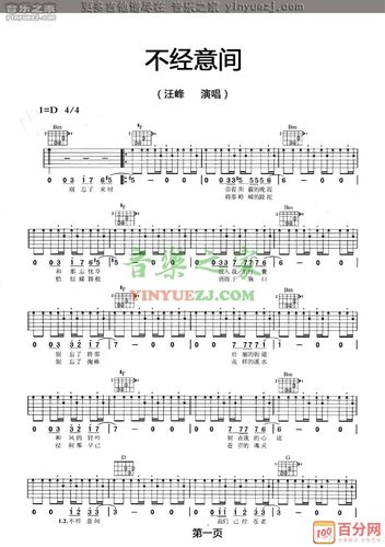 汪峰不经意间吉他谱及歌词