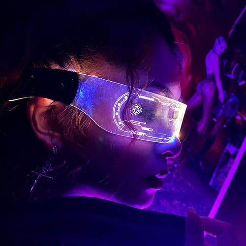 精神小伙眼镜未来科技感七彩眼镜连体一体墨镜发光眼镜led蹦迪闪光护