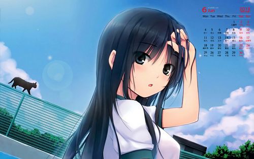 2018年6月可爱清纯动漫美女图片日历壁纸