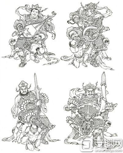 原著中四兄弟被封为四大天王,辅弼西方教典,立地水火风之相