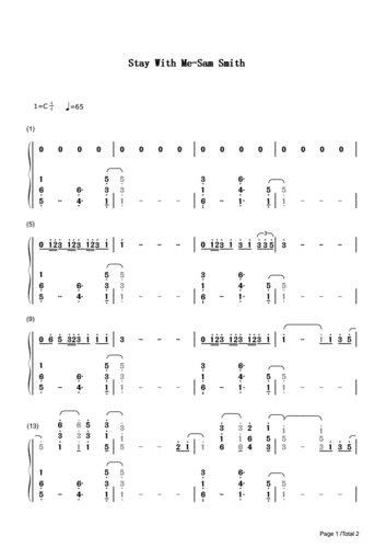 stay-with-me-sam-smith 钢琴谱 双手 数字 简谱.pdf 2页