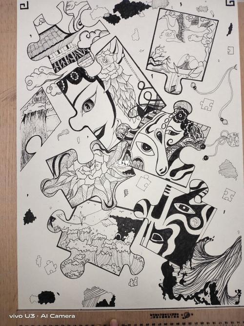 原创黑白针管画 解构与重构_戏子针管画_文化_绘画