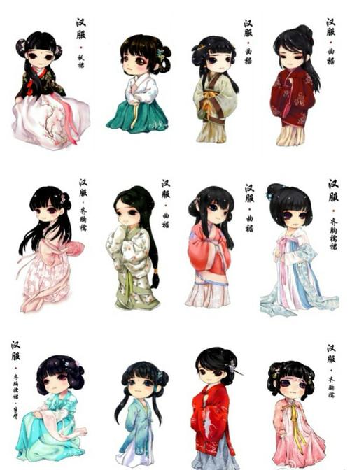 动漫漫画素材古代服装 汉服 q版