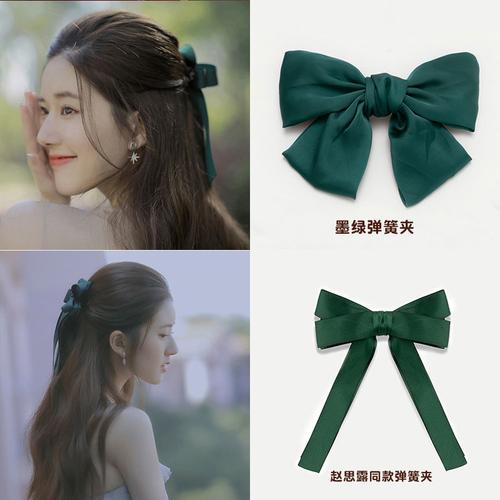 网红大蝴蝶结发夹女后脑勺赵露思同款飘带丝发卡夹子ins扎头发饰 奶