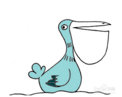 3   接着嘴巴,画出鹈鹕头部轮廓,其内画出侧面的一只眼睛.如图所示.