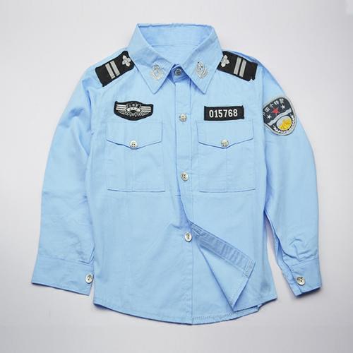服装儿童圣诞节警察警官衬衫长袖黑猫警长衣服交警儿童演出服