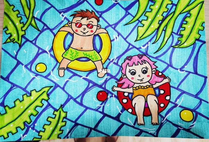 夏天儿童画游泳_夏天去哪玩_儿童画_游泳_创意儿童画