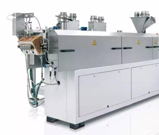 该改性设备的组成包括:克劳斯玛菲-贝尔斯托夫双螺杆挤出机 ze 42