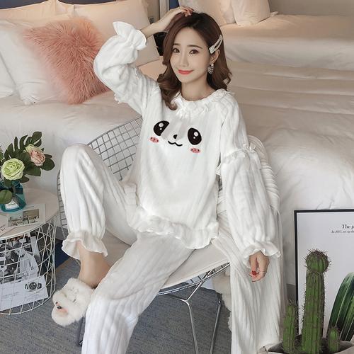 ideamini秋冬季睡衣女冬韩版珊瑚绒加厚可爱学生套装