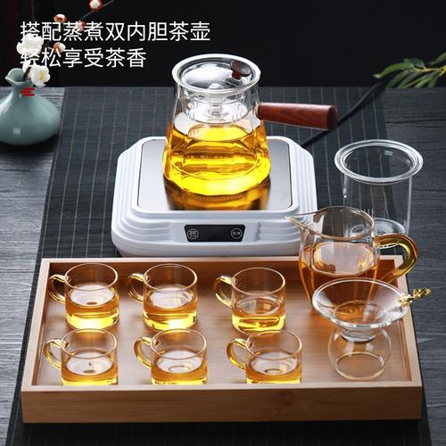 加厚侧把玻璃煮茶壶高硼硅耐热玻璃茶壶电陶炉专用蒸煮两用壶套装