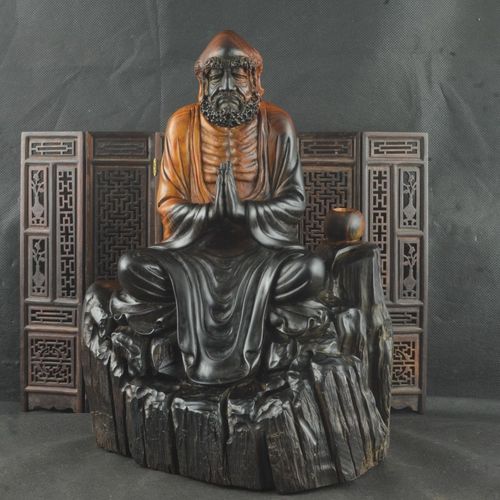 老挝大红酸枝达摩祖师木雕红木雕刻达摩悟道玄关客厅家居佛像摆件