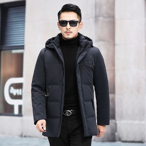 波司登羽绒服男2021中老年加厚连帽防寒商务休闲白鸭绒保暖外套冬