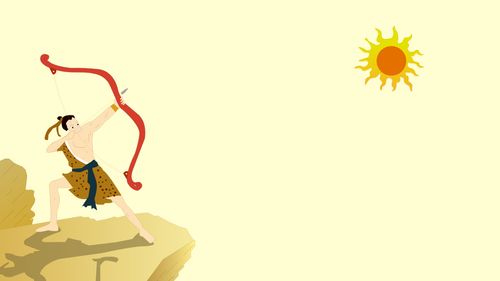 这样后羿射日的简笔画就完成了!