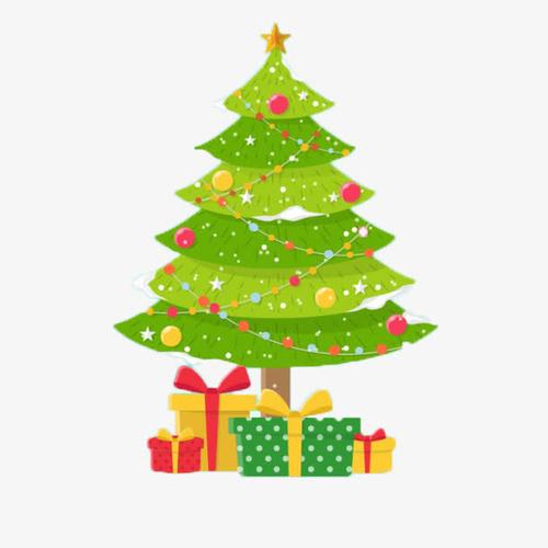 关键词 : 绿色,圣诞树,卡通手绘,礼物,节日