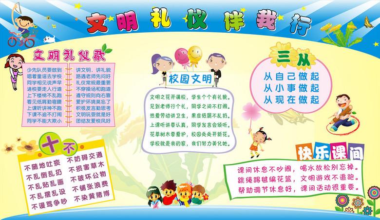 原创小学生文明礼仪伴我行模版版权可商用