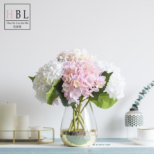 仿真单枝欧式复古绣球花花花瓶插花绢花客厅仿真花
