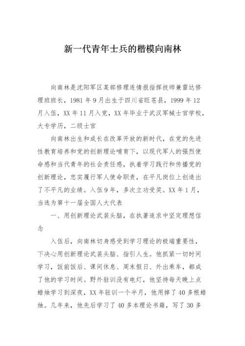新一代青年士兵的楷模向南林.doc