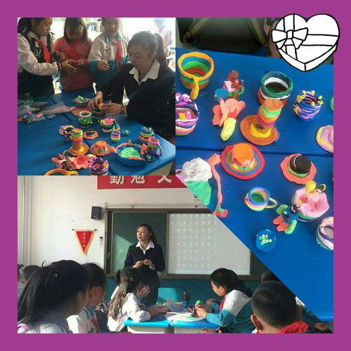 东海小学学生的超轻粘土作品展示,作品的完成情况比预期的要好的