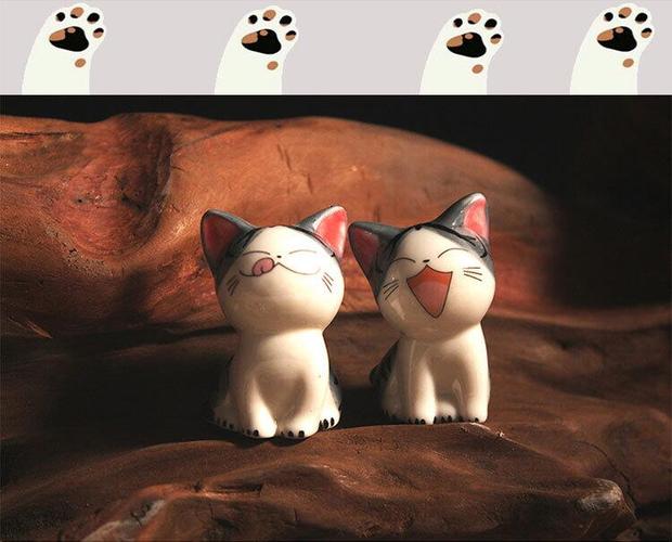 小小美短加白起司猫摆件 甜甜私房猫卡通动漫模型陶瓷工艺品礼物