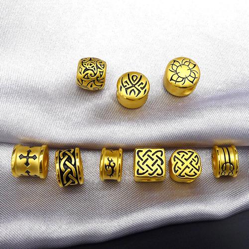 纹身图腾转运刺青串珠纯金足金烤漆