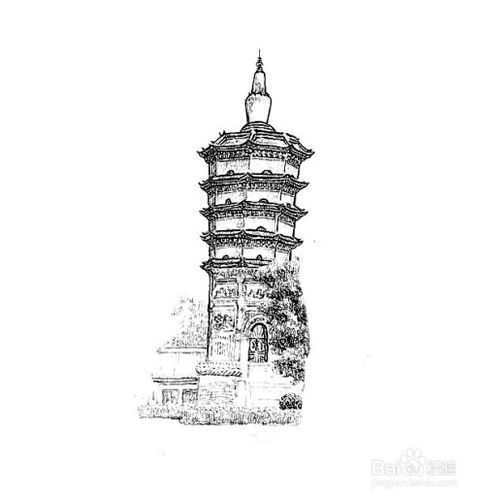 2 画安阳标志性建筑文峰塔的塔主体.