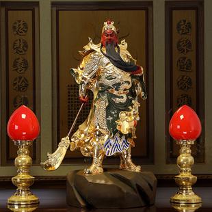 秦歌踏山关公铜像高89厘米武财神纯铜鎏金关二哥财神爷神像摆件