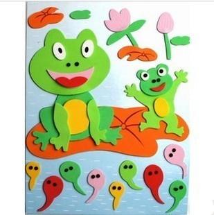 儿童折纸青蛙粘贴画