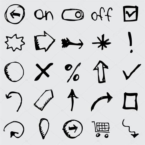 名称:手绘制符号的插图