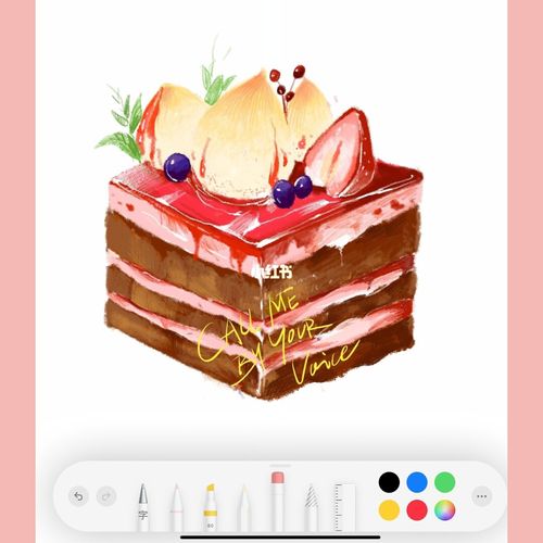 用备忘录画一个小蛋糕_小蛋糕_画画_果酱_高光_备忘录