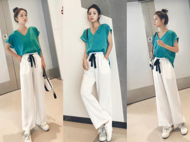 今年白色阔腿裤还是很火搭配这几种颜色上衣穿好看太多