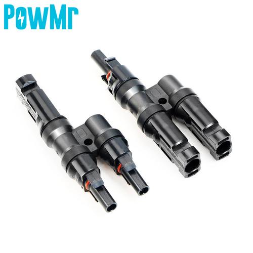 mc4光伏连接器 t型3通 太阳能电池板组件2转1转换并联串联连接器