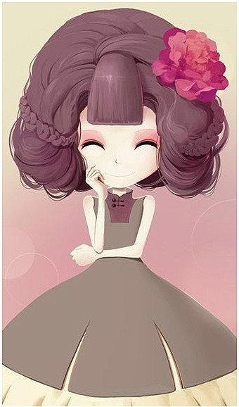 治愈系插画花花姑娘