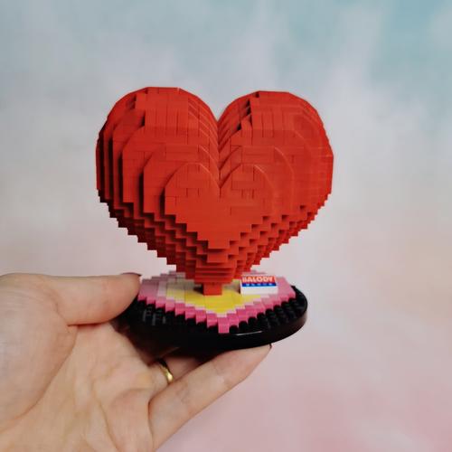 爱心玫瑰 桃心立体小颗粒积木创意情侣520礼物少女心拼装益智玩具
