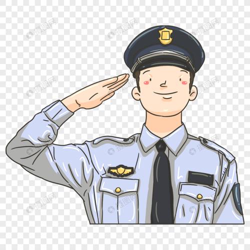 免抠元素 手绘/卡通元素 敬礼民警.psd
