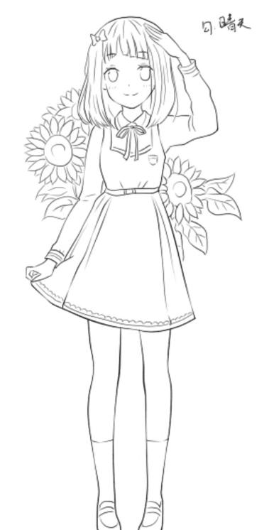 漫画女孩简单铅笔画_漫画女生铅笔画图片