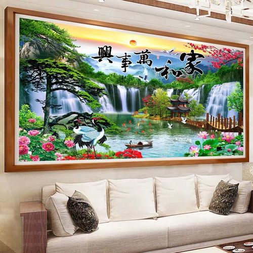 2021山水风景头像,2021年山水微信头像 2021新款钻石画满钻客厅家和万事兴点钻十字绣山水风景5d贴砖石画