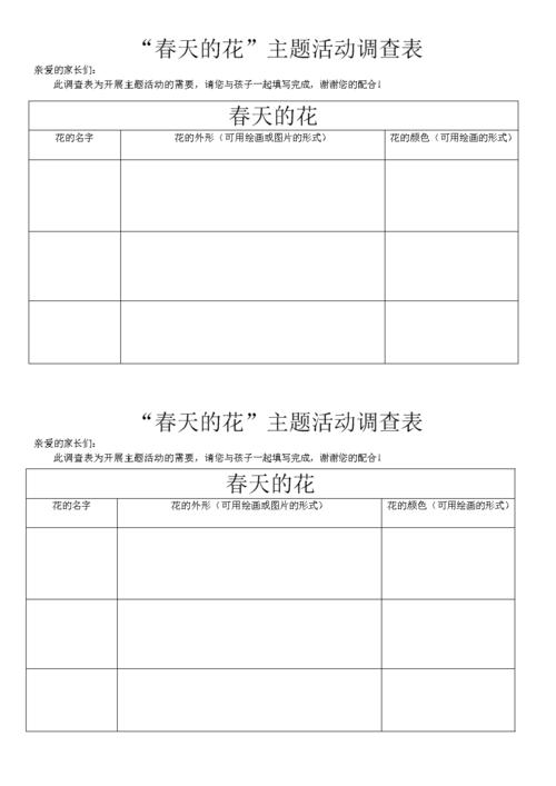 春天的花主题调查表.doc 1页
