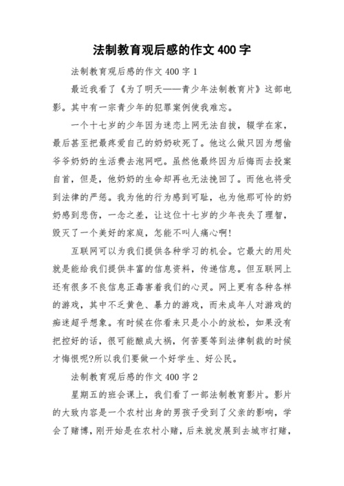 法制教育观后感的作文400字.doc 23页