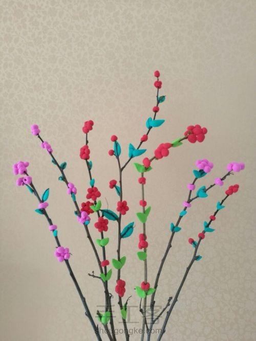 粘土也可以做桃花呢!