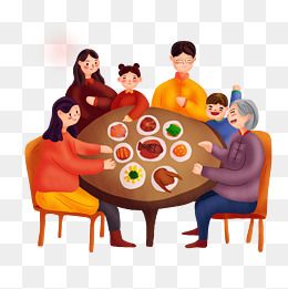 手绘过年年夜饭png图