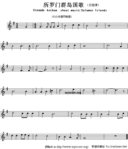 各国国歌主旋律:所罗门群岛
