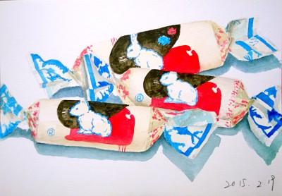dodgem的水彩画 美食 大白兔奶糖 童年