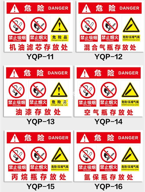 气瓶存放处安全标识牌 安全警示牌 氧气瓶氩气瓶空气瓶废机油柴油汽油