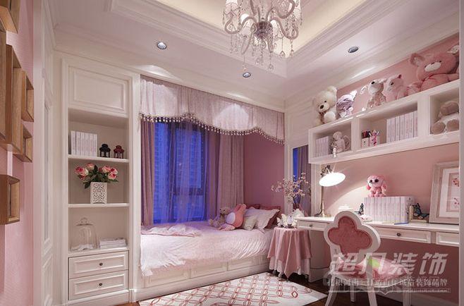 简约欧式风格女生卧室吊顶装修效果图-简约欧式风格组合床图片 - 乐