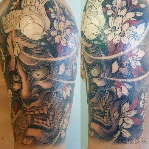 新传统大臂般若纹身图案