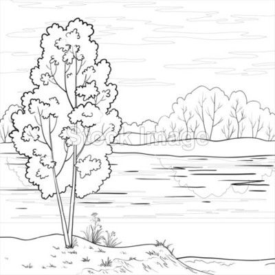 简笔画河流森林桥